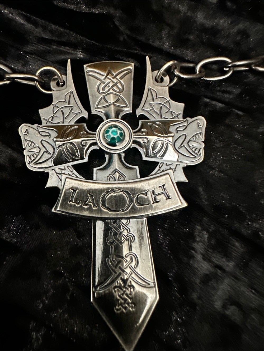 WWE Celtic Laoch Sword Cross Pendant with Teal Gem